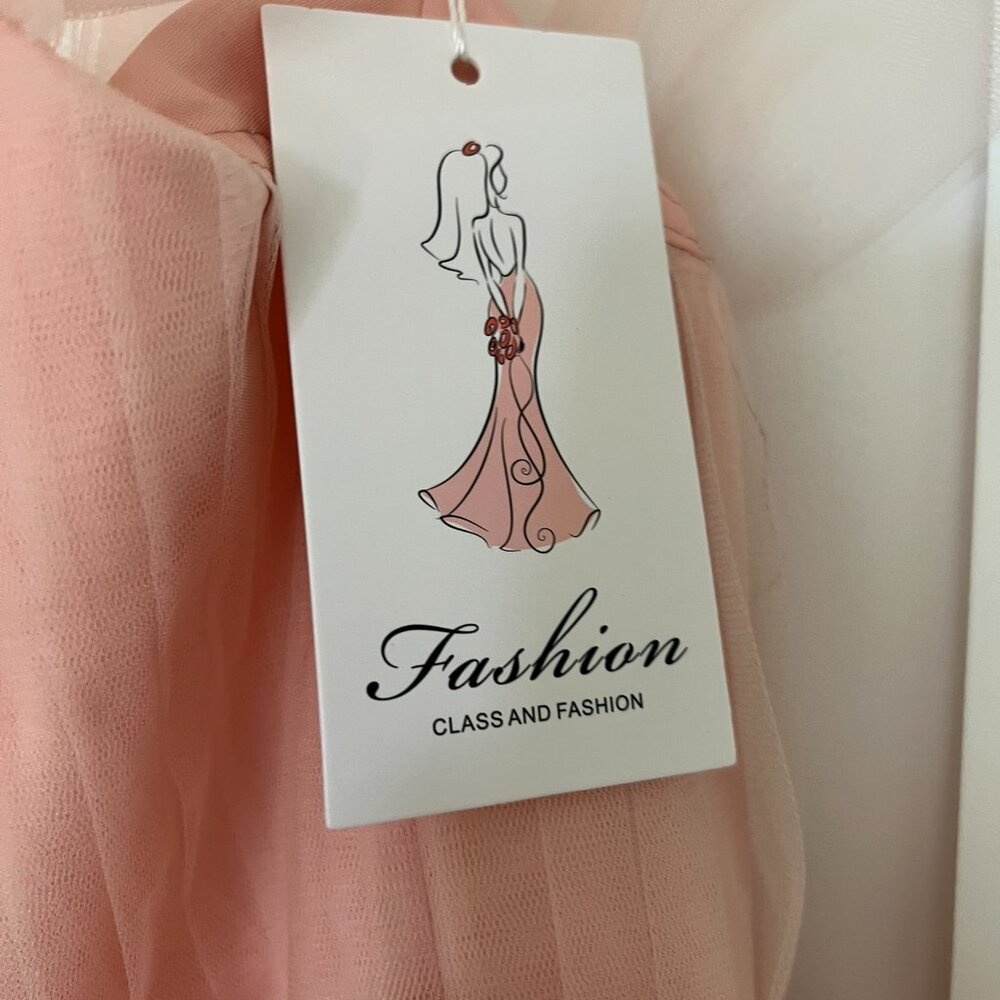 Blush Pink Tulle Off Shoulder Maternity Gown - Picture 9 of 12